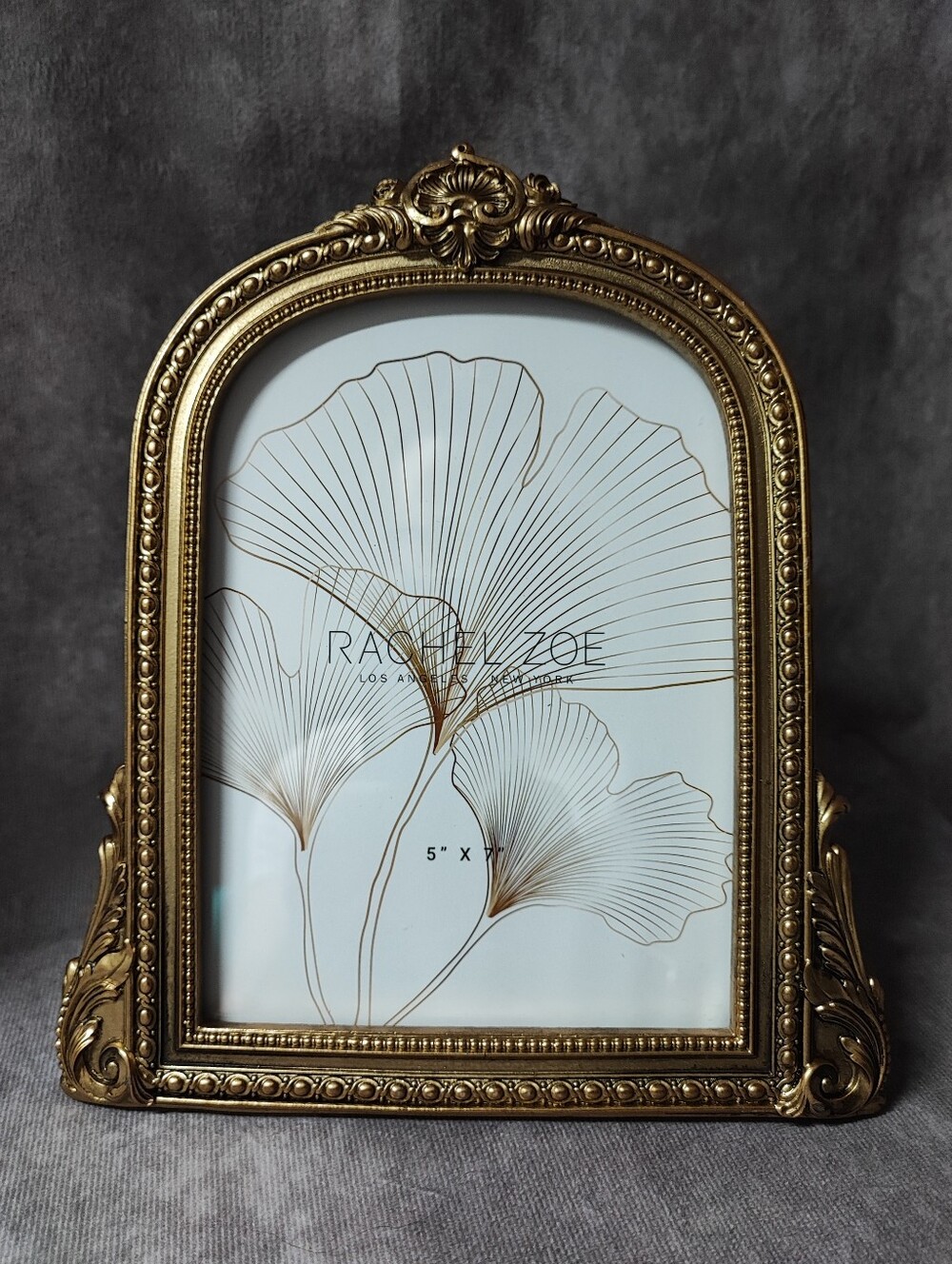 5x7 Rachel Zoe Brand Gold Tone Gilt Arched Ornate Vintage Repro Picture Frame
